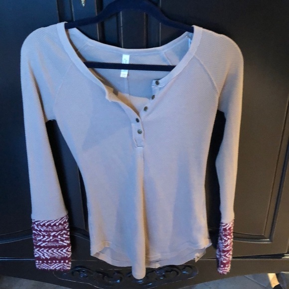Free People Tops - Free People Tan  long sleeve thermal top